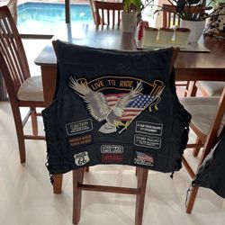3XL Leather Biker Vest  