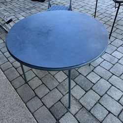 39” Round Card Table W/ 6 Cushioned Chairs