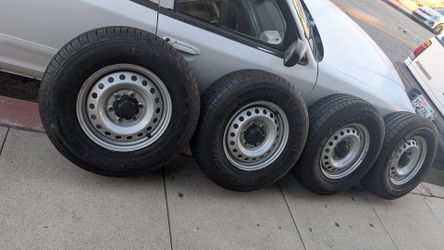 4) Bronco stock wheels & tires 255/70R16 take offs Ranger 16" steel wheel 4 rims full tread steelies 6 lug 255 70 16 6x139.7 6x5.5