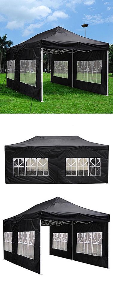 $190 NEW Heavy-Duty 10x20 Ft Outdoor Ez Pop Up Party Tent Patio Canopy w/Bag & 6 Sidewalls, Black