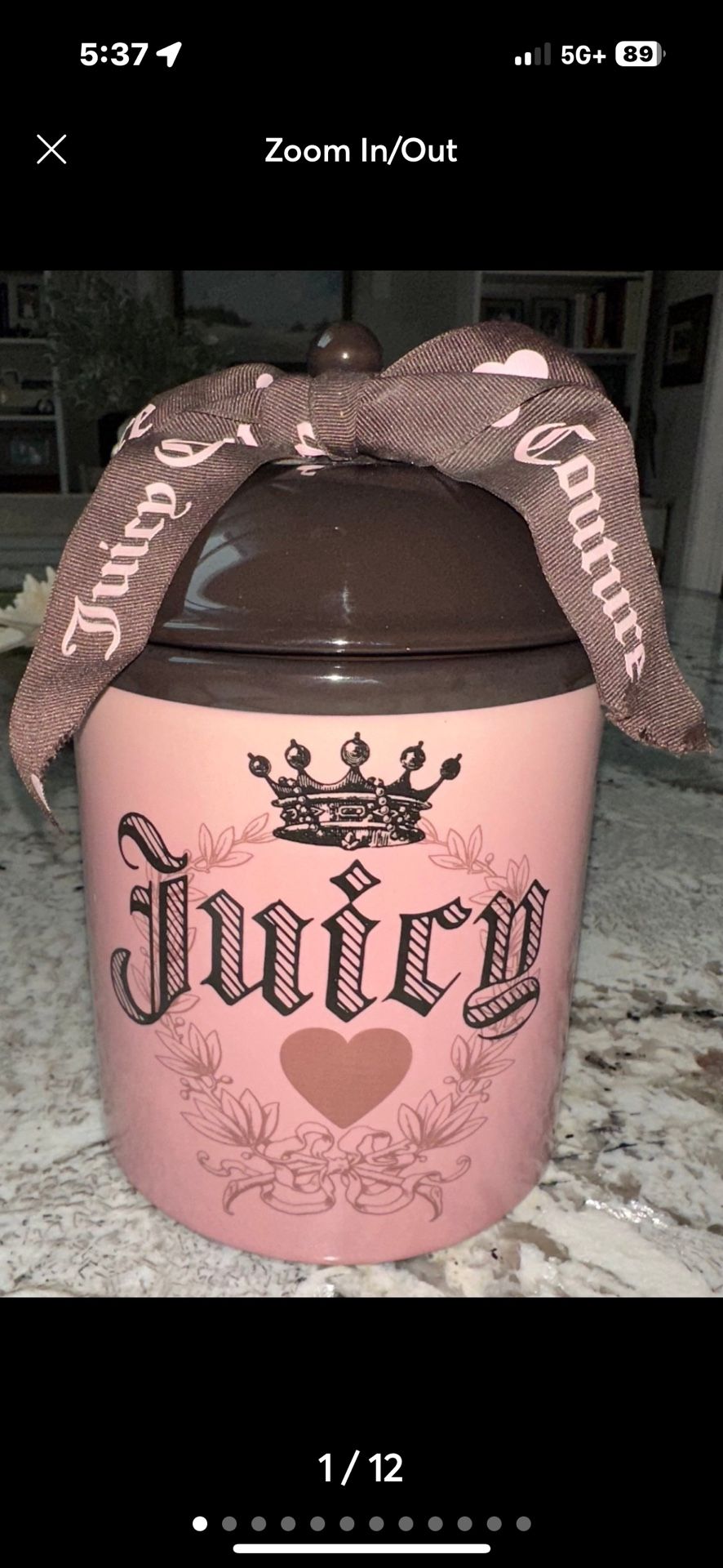 Vintage Juicy Couture Pink & Brown Ceramic Canister