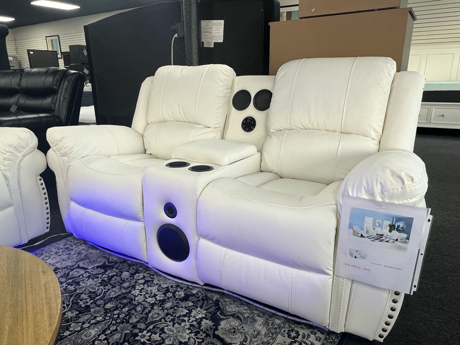 New Recliner Loveseat With Bluetooth Speakers And LED Light. Delivery & Set Up Available 