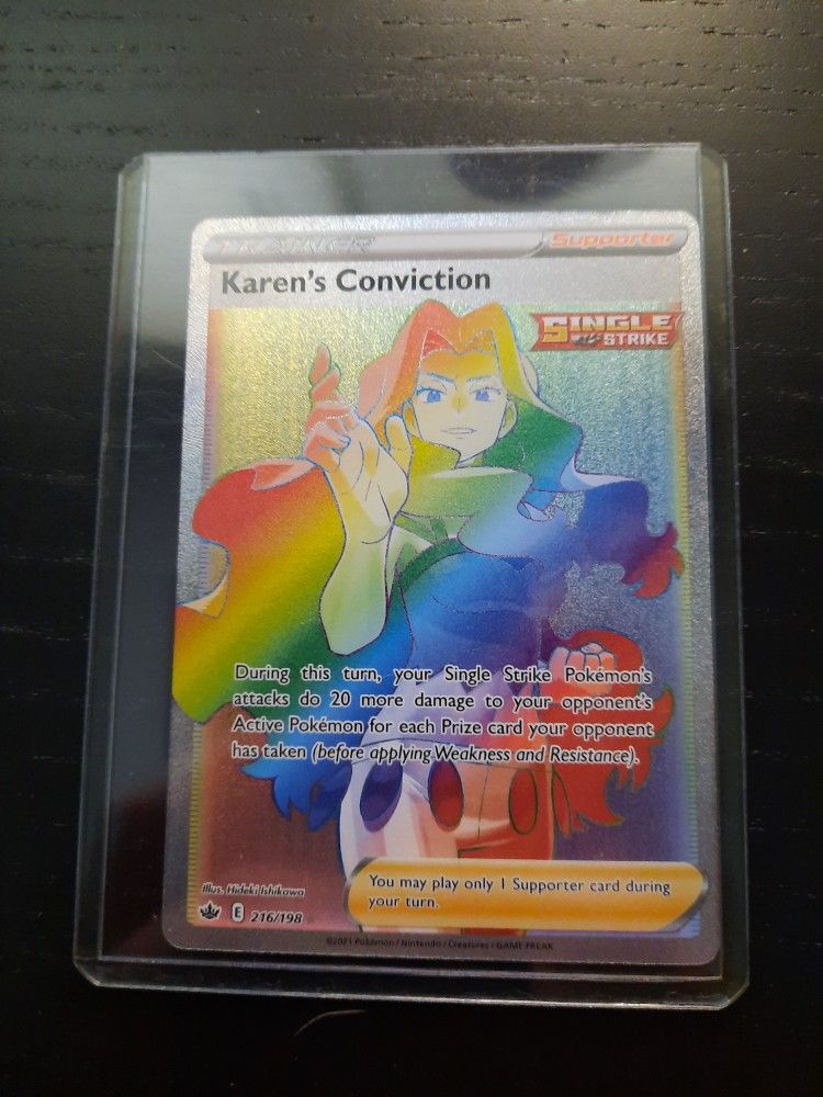 Rainbow Rare Karen's Conviction Pokemon Card (Full Art)