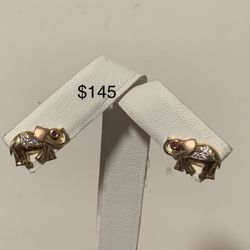 Aretes Broquel De Elefante Oro 14k