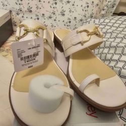 New womans size 9M Liz Claiborne white sandals 
