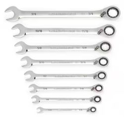 GEARWRENCH SAE 90-Tooth Reversible Combination Ratcheting Wrench Set (8-Piece)