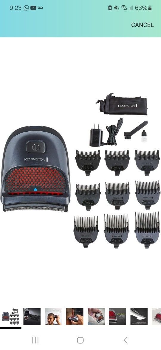 Remington Shortcut Pro Self-Haircut Trimmer Kit, Waterproof Cordless Electric Razor for Head, Beard, and Body, Curved Blades and 9 Trimmer Lengths, He