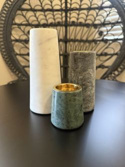 Marble Candle Holders - Set Of 3 