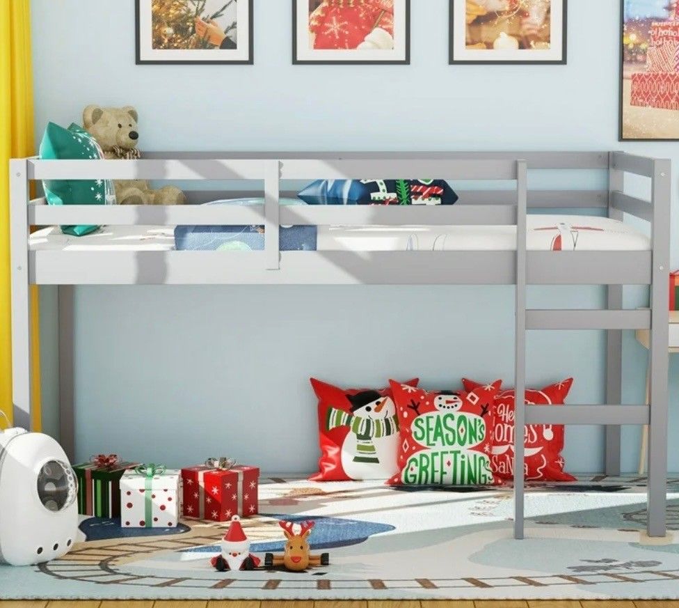 Wood Full Size Loft Bed For Kids Space Saver