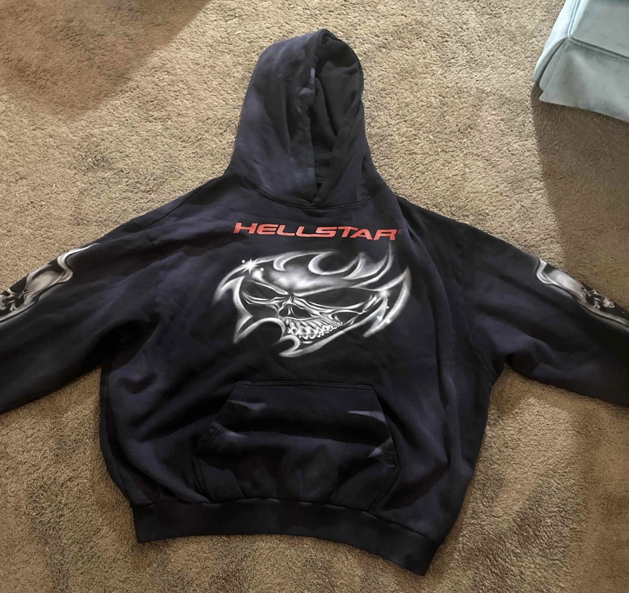 Hellstar airbrushed skull hoodie