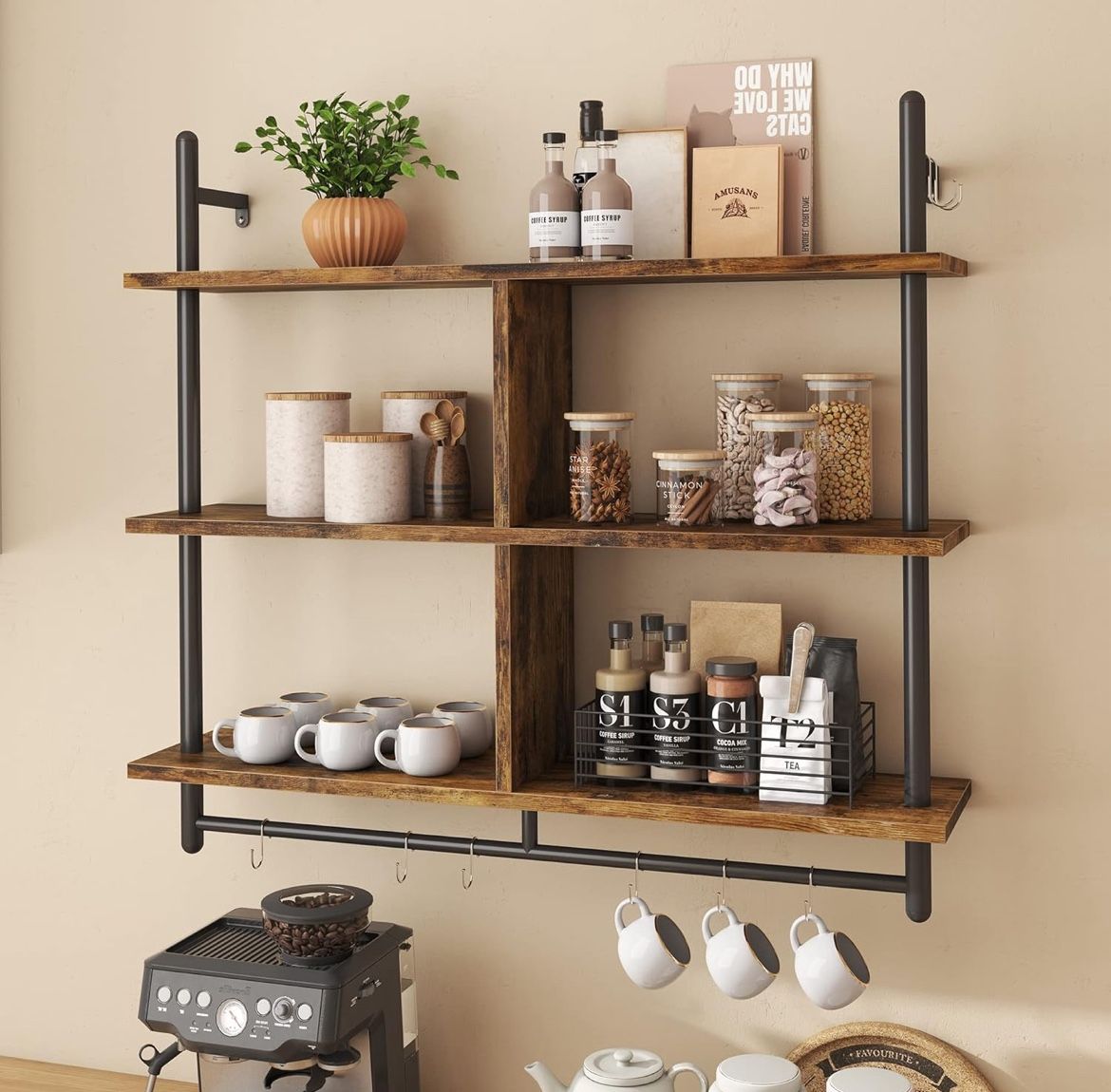 Industrial Wall-Mounted Shelf