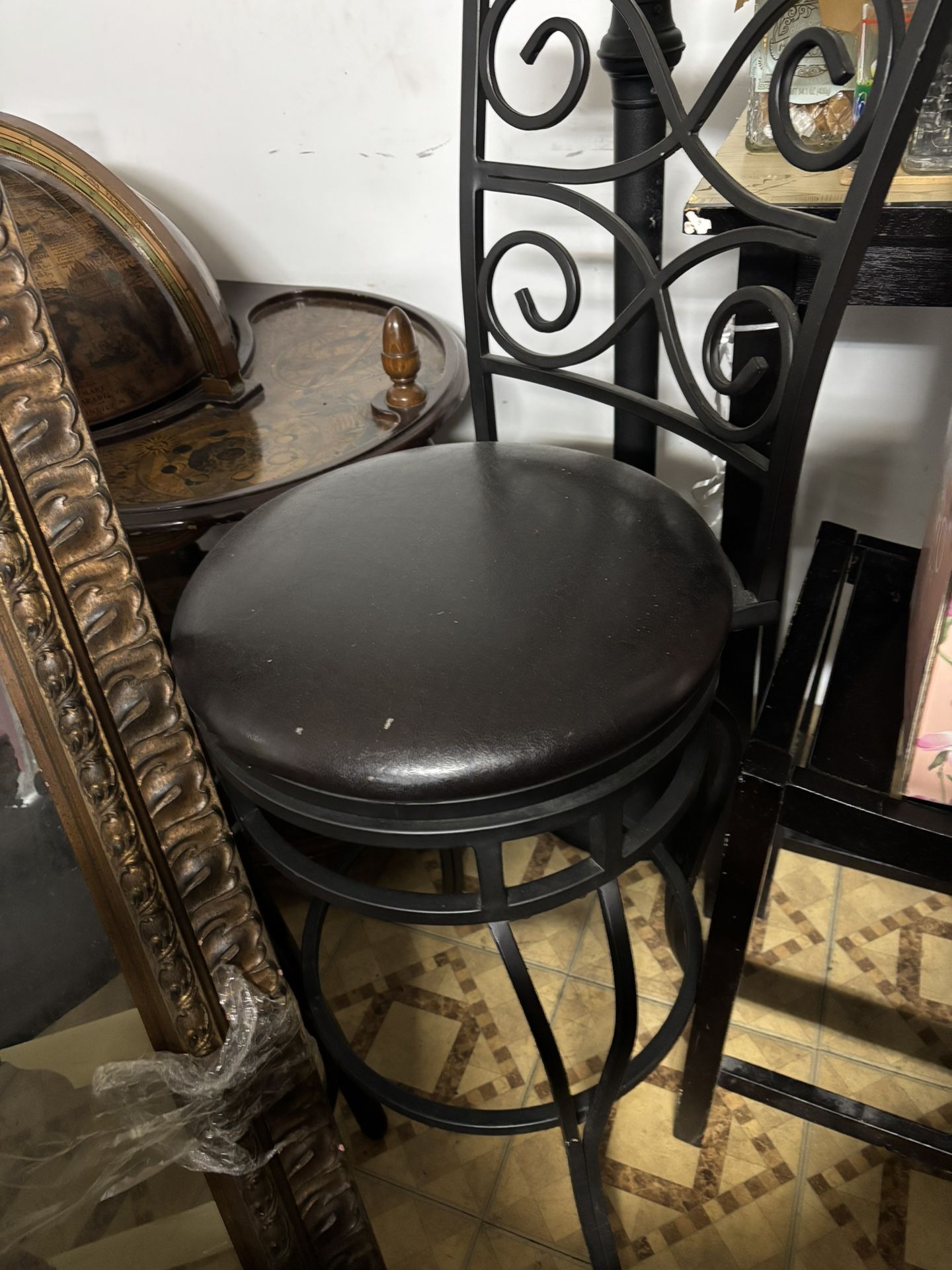 Black metal bar stool