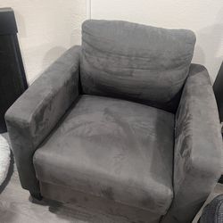 Grey Faux Suede Arm Chair