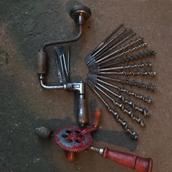 Antique drills drill bits included
