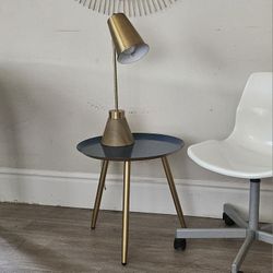Cute BRASS TABLE & LAMP SET ~  Low Bedside Table