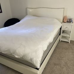 White Frame Bed +mattress And Dresser