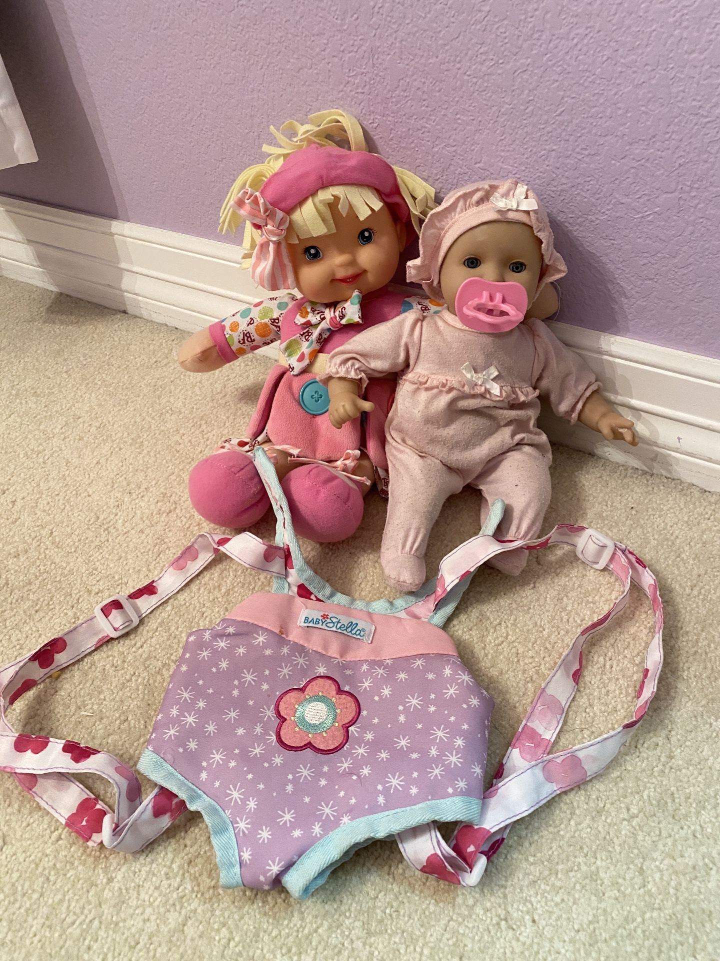 Baby, Doll, and toy baby carrier