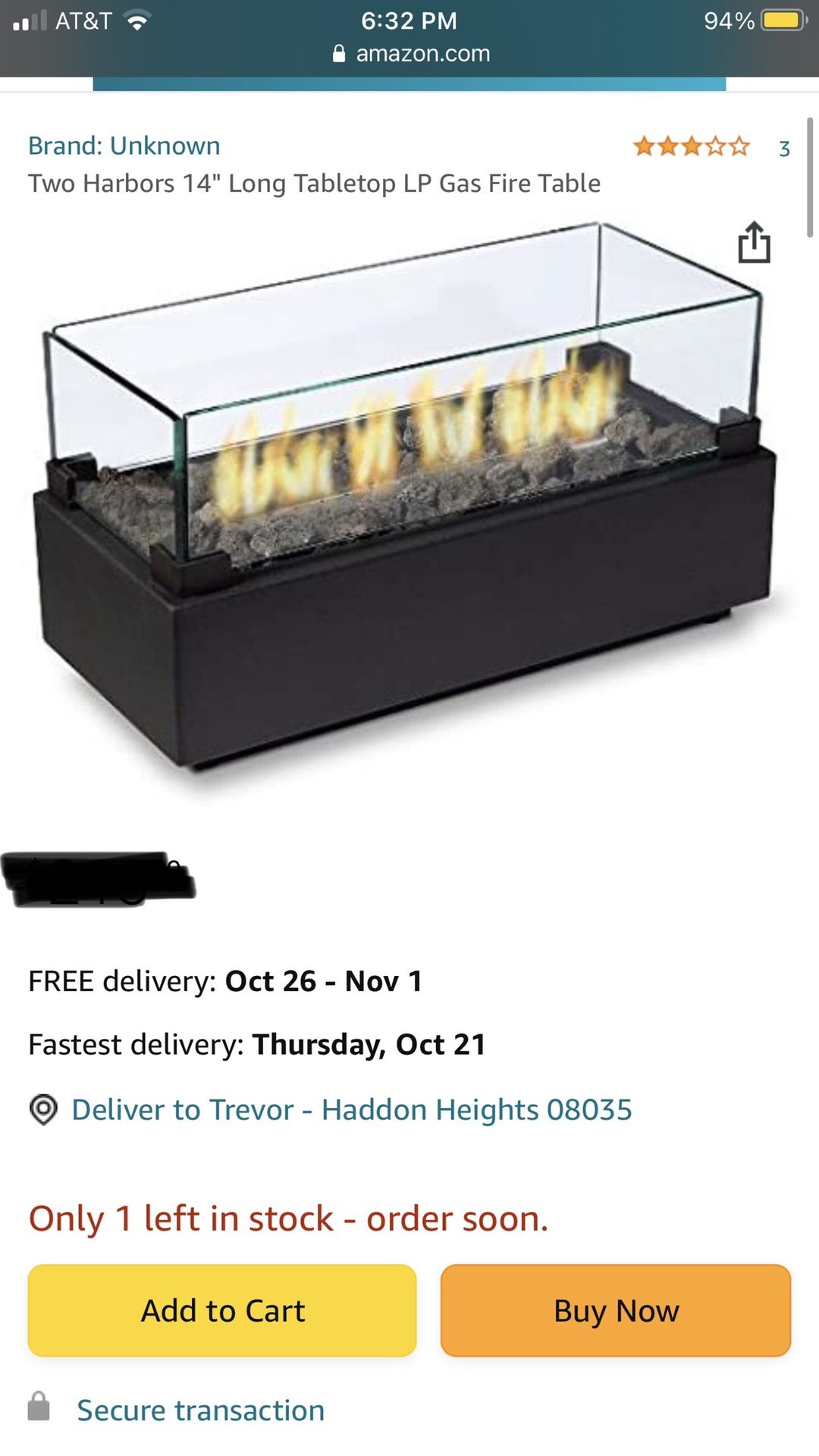 “Outdoor Gas Tabletop Fire Bowl”  (trough)