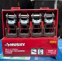 Husky 16 ft Ratchet Tie-Downs 4-Pack