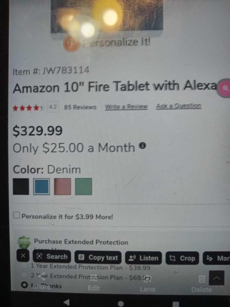 Amazon 10" Fire Tablet  With Alexa