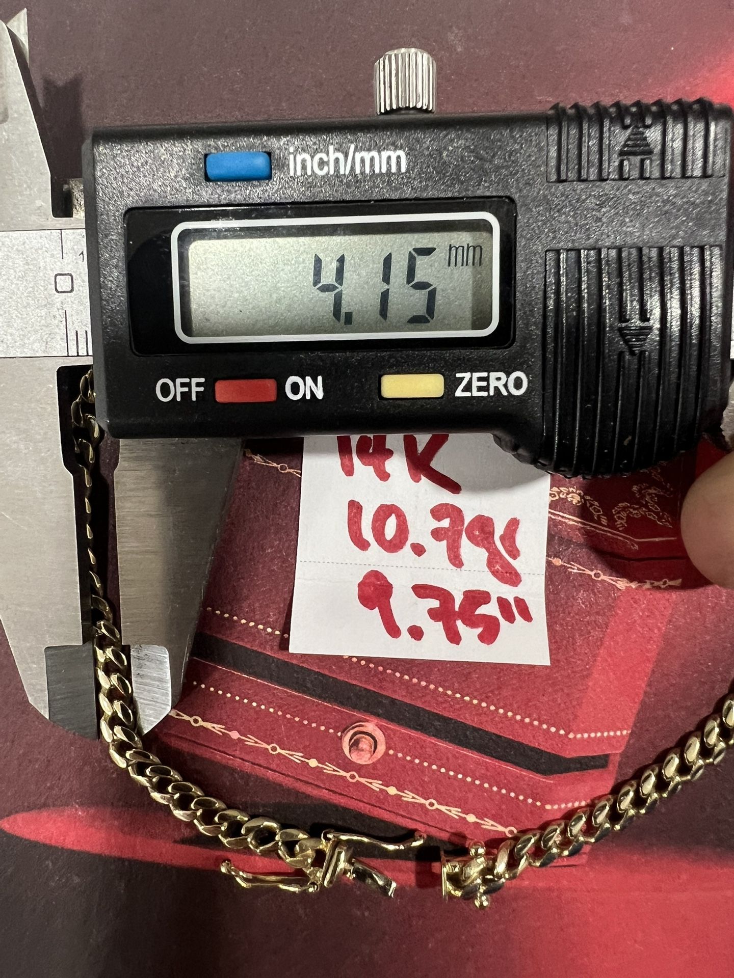 14K Solid Gold Ankle Bracelet For Wedding 10.7Gr 9.75 Inches Long