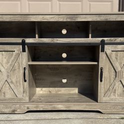 Mayincolor Farmhouse TV Stand for 65+ inch TV,34'' Tall Entertainment Center with Sliding Barn Doors, Rustic Wood Media Console Storage Cabinet Televi