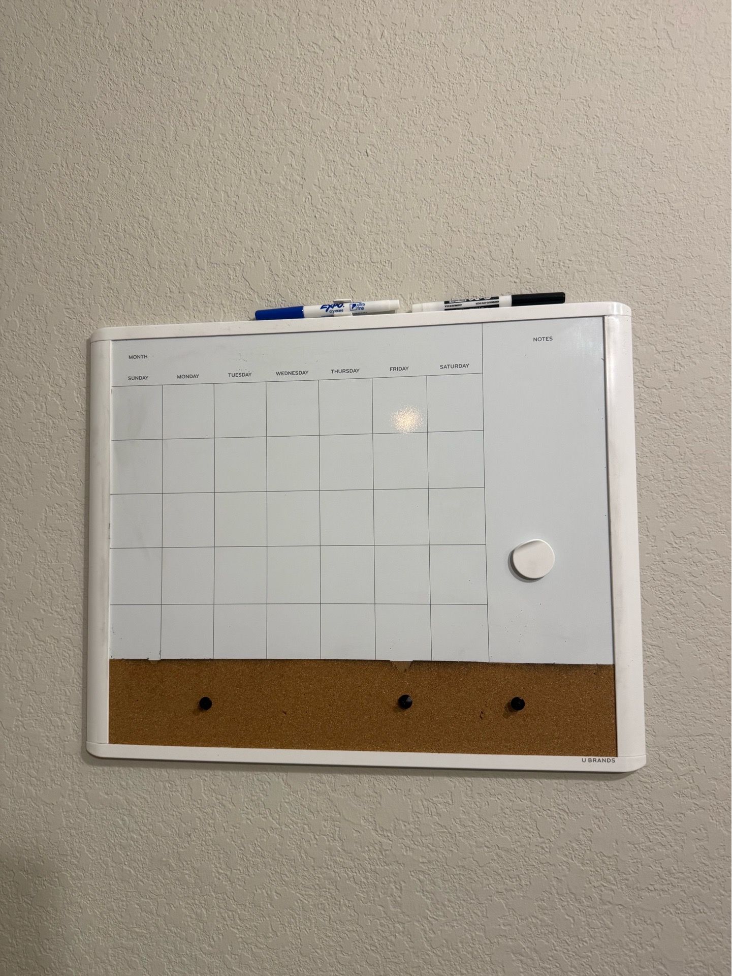 Whiteboard with markers eraser and magnets