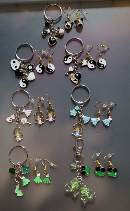 Charm Keychain And Earing Sets!