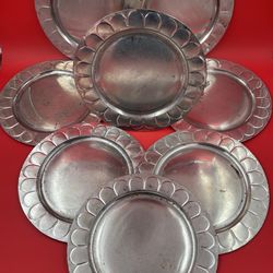 SET OF 8 VINTAGE MADE IN MEXICO 11.5” METAL CHARGERS