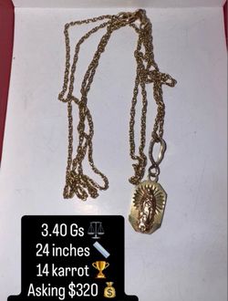 14k gold virgin mary chain set