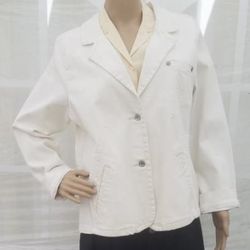 NWT LA Blues Vintage White Denim Jean Long Sleeve Jacket Size 18W