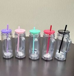 20 Oz Glass Snow Globe Tumbler Cup with Handle, Double Wall glass Snowglobe 24 cups