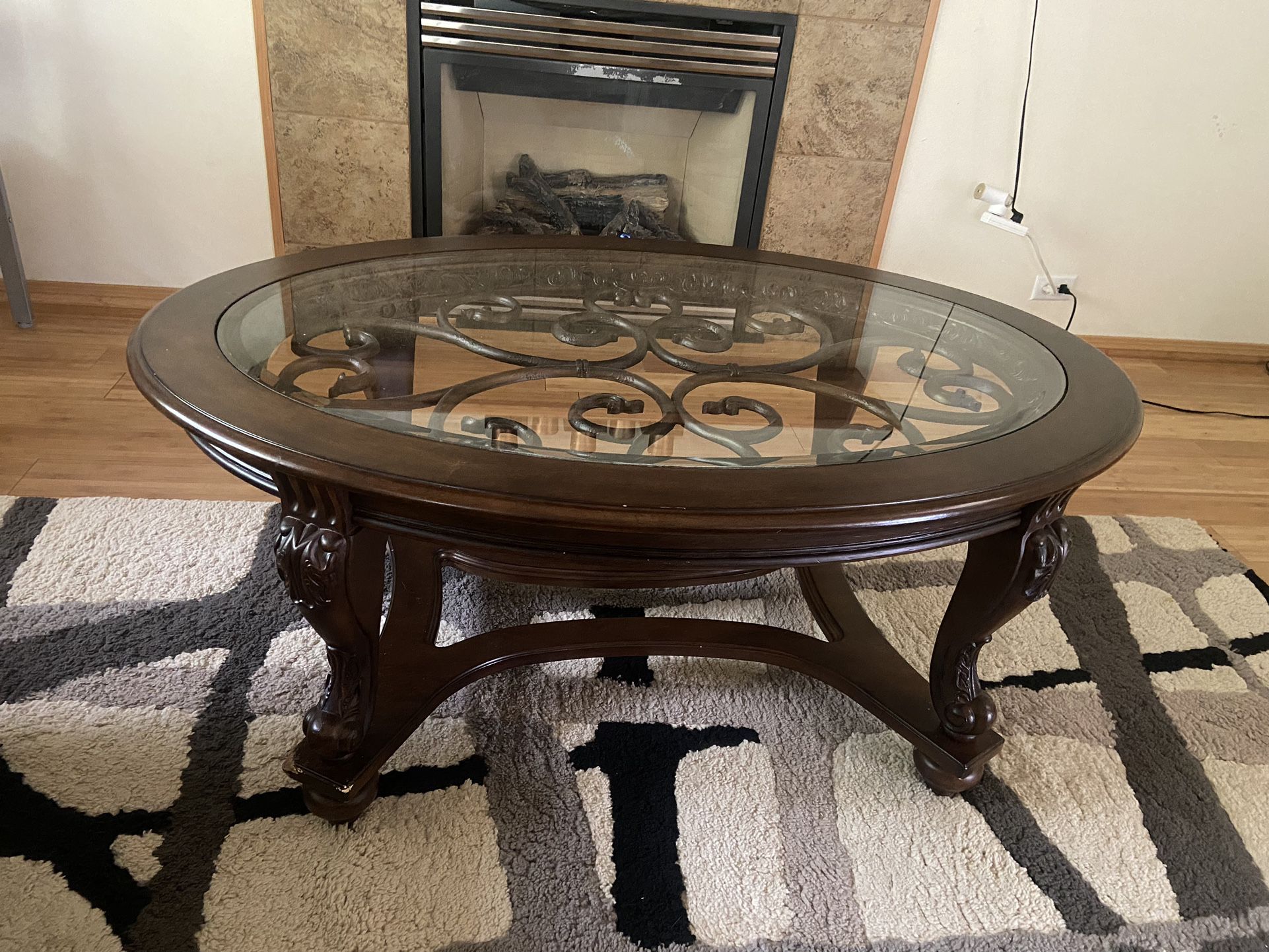Wooden Glass Coffee Table
