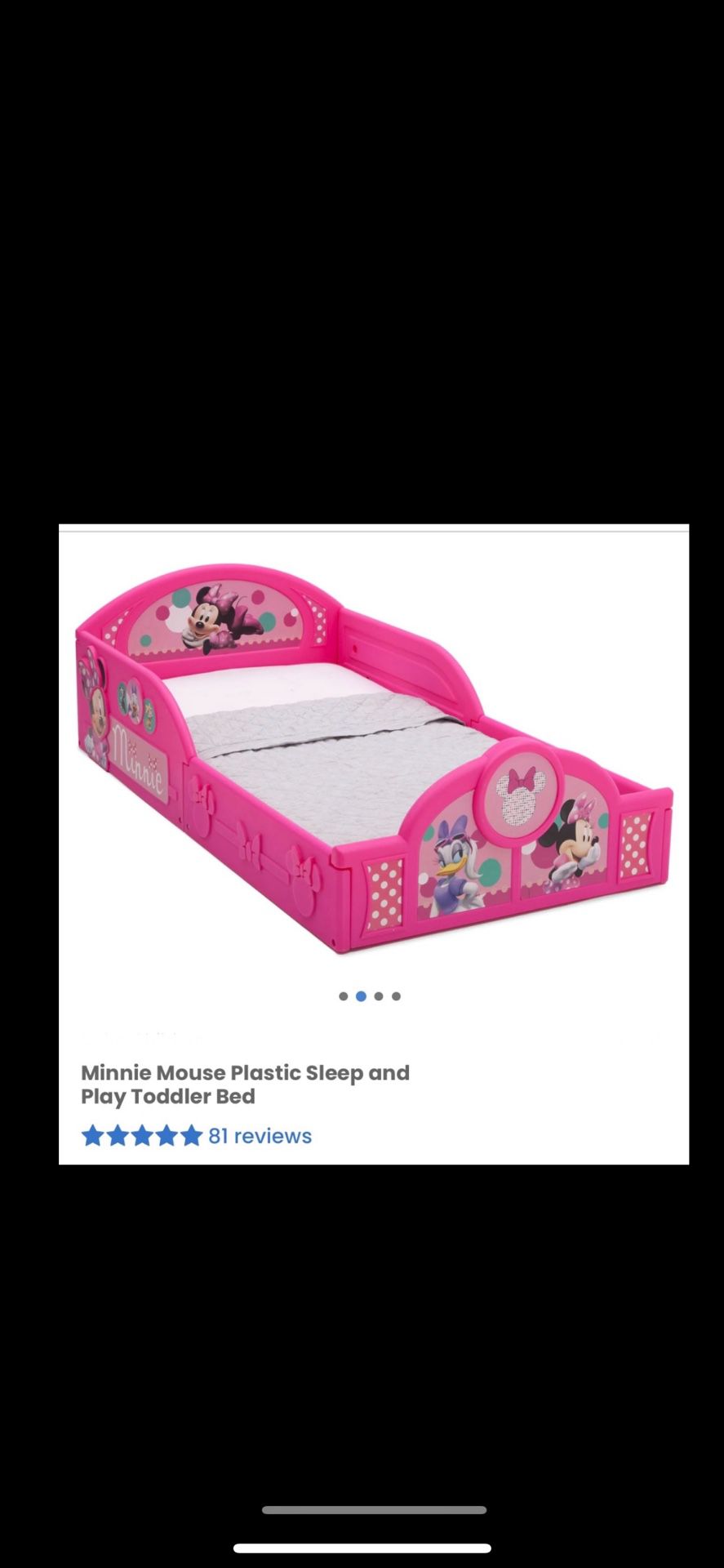Minnie Mouse Plastic Toddler Bed Frame/ Bed/ Toddler/ Kids/ Toys/ Bedroom/ Sleep/ New