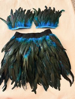 Feather Halloween Costume Set Skirt and Epaulet Shrug Shoulder Strap