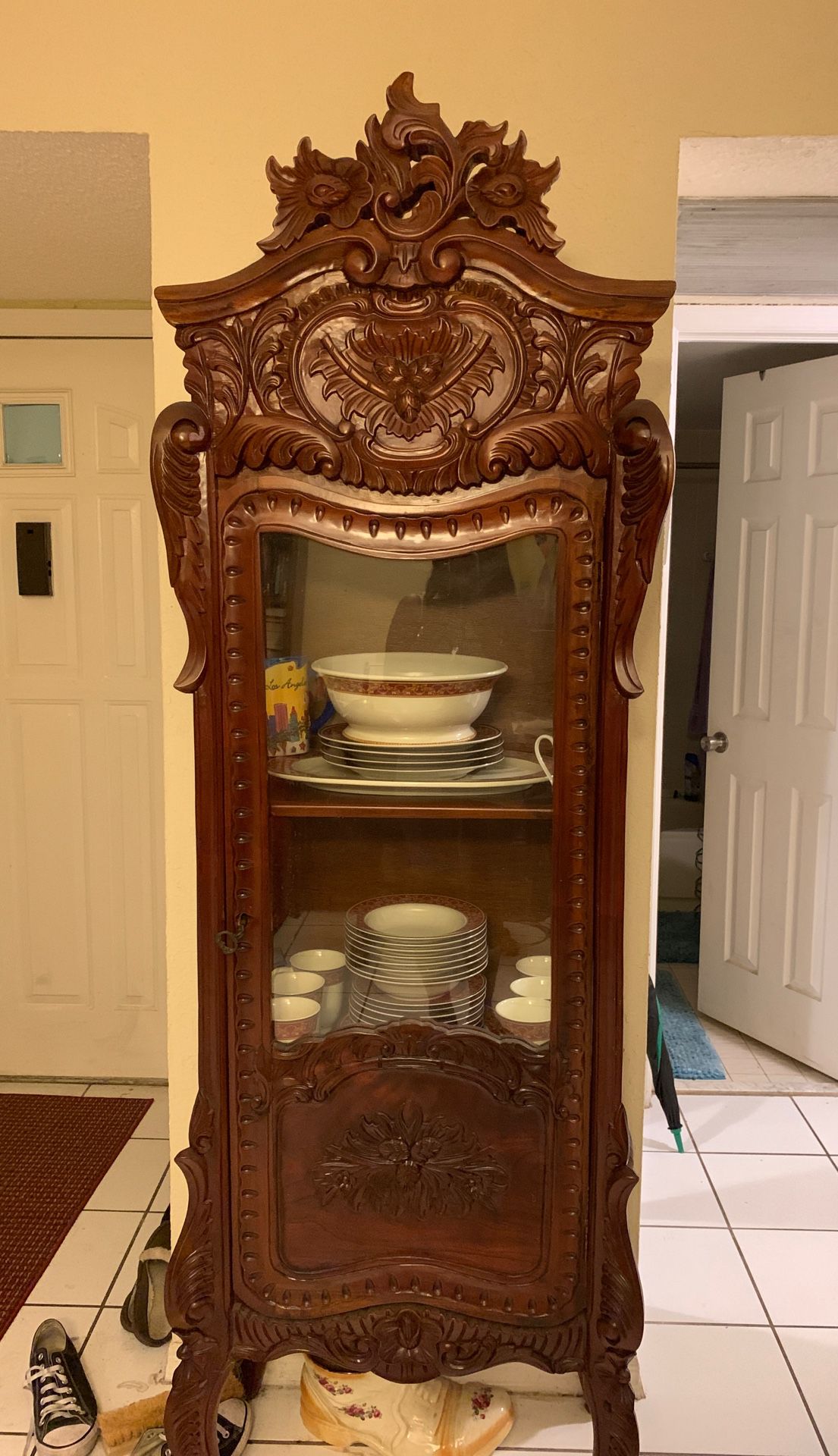Antique display cabinet, with secret storage compartment