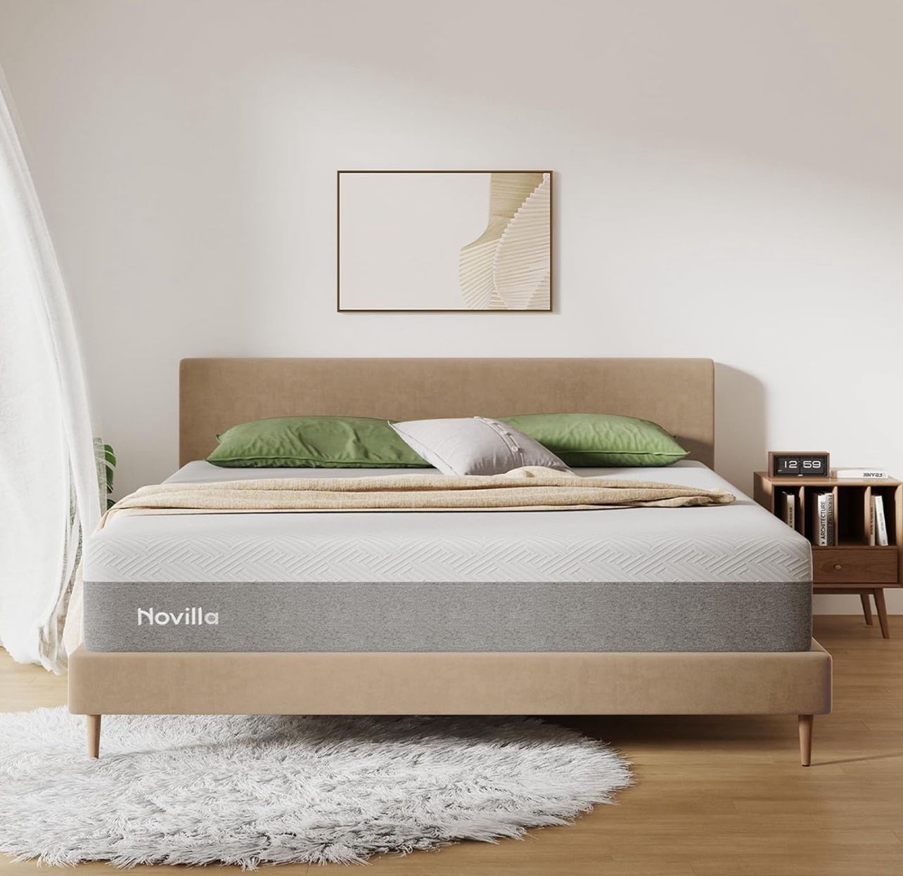 Novilla King Size Mattress, 12 Inch Gel Memory Foam King Mattress for Cool Night & Pressure Relief, Medium Plush Feel with Motion Isolating, Bliss