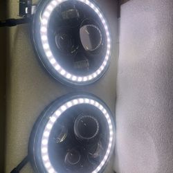 Pair of 7” inch round headlights led with Drl RGB halos