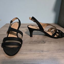 Naturalizer Womans Taimi Dress Sandal Heels Black Fabric Size 7.5 W