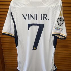 Real Madrid Home Player Version Jersey Vinicius X-Large