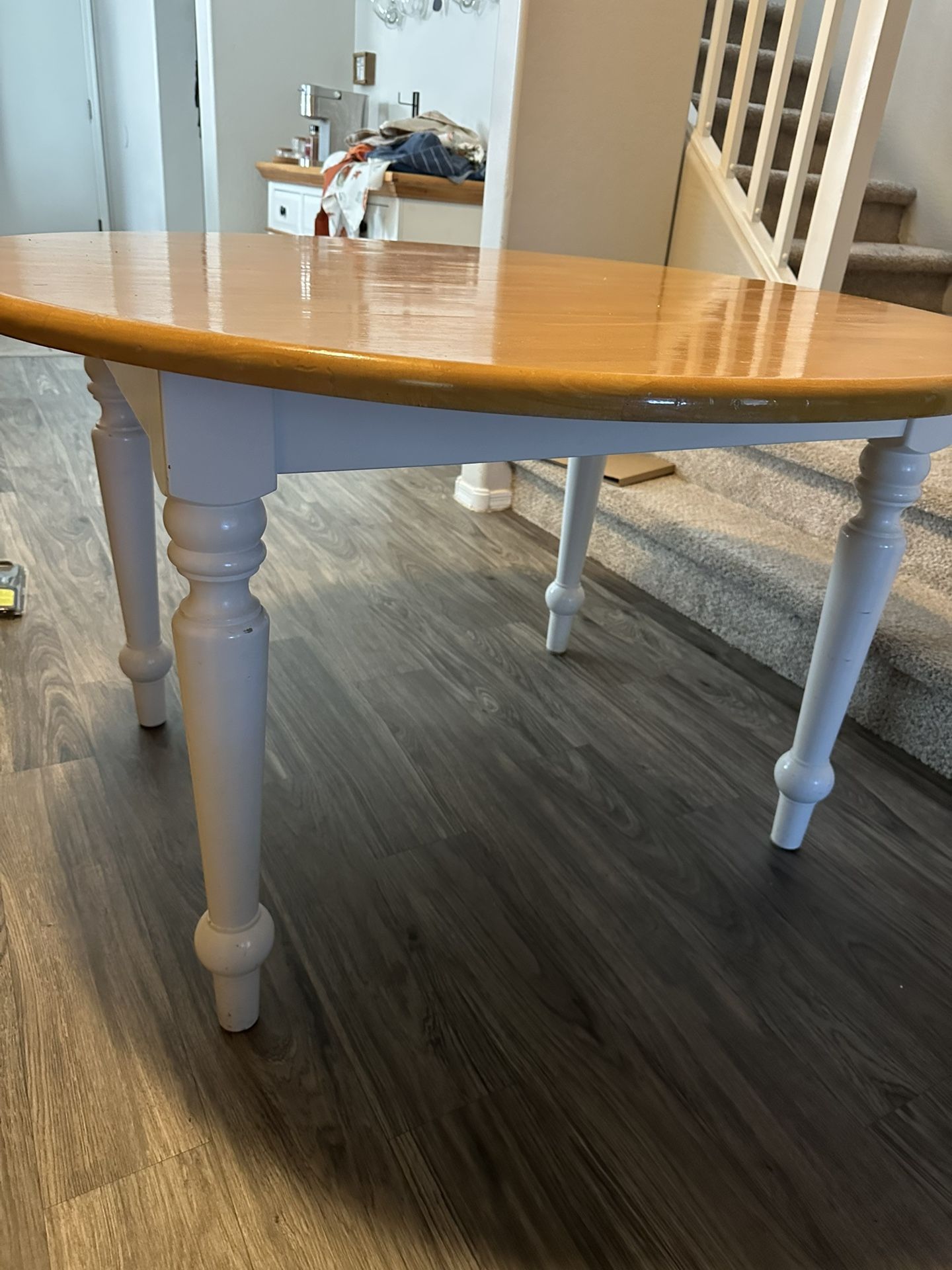 $40-Round Kitchen table. 4ft width and 30” H