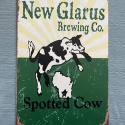 12” x  8” Spotted Cow Beer Tin Sign