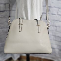 Kate Spade New York Beige Saffiano Leather Crossbody Bag With Adjustable Strap & Polka Dot Interior with Dustbag