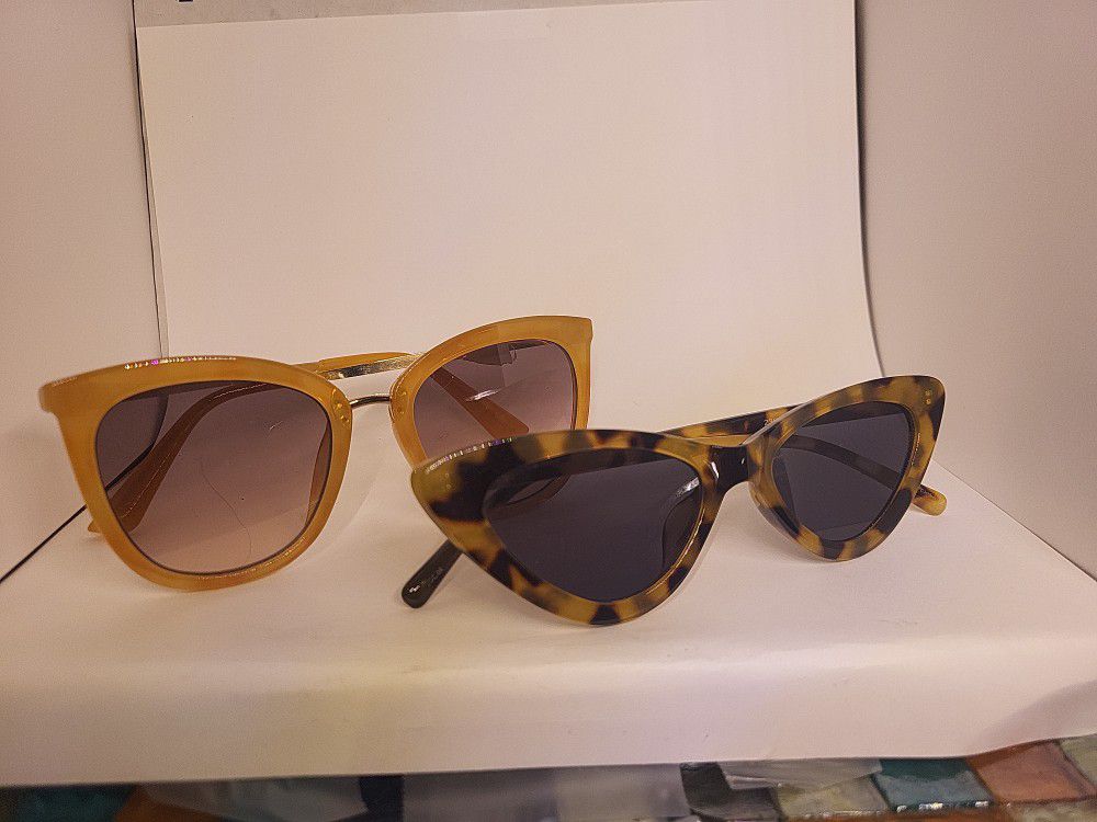 2 Pairs Retro Women's Fashion Sunglasses