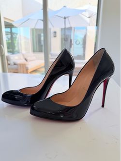 Christian Louboutin Black Patent Leather Heels - SIZE 37 EU