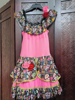 Halloween custom Dia de los muertos dress stretch size M/L