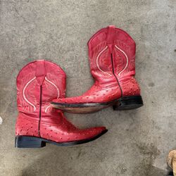 red cowboy boots ostrich skin women’s 9.5