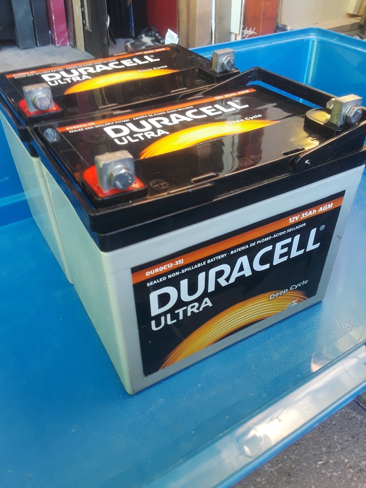 2 12v 35AH AGM Duracell Ultra rechargeable batteries *DURDC1235J* for