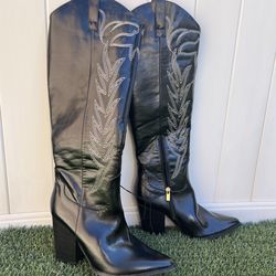 Faux Patent Leather Cowboy Boots