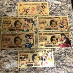 24k Gold Plated Sailor Moon Banknote Set